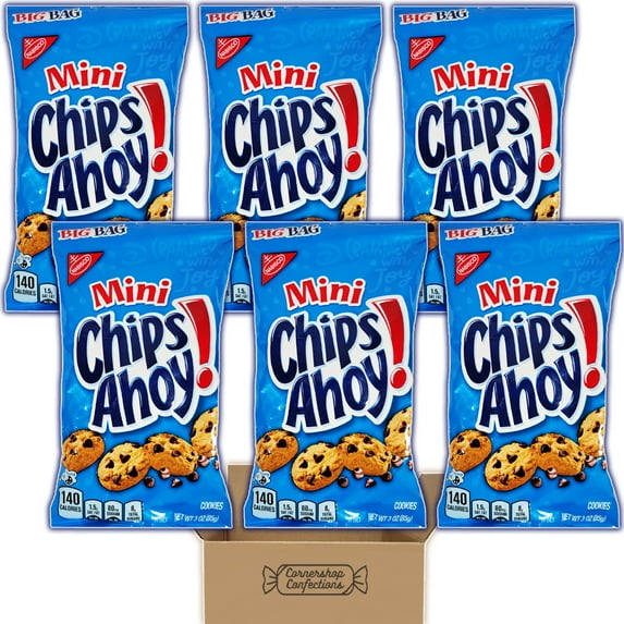 Sandwich Cookie Big Bag Snacks Bundle Pack - Mini Chips Ahoy - 6 Individually Sealed 3 oz Bags - Mini Chocolate Chip Cookies for Lunches, On The Go Snacks, Movies in Cornershop Confections Pack