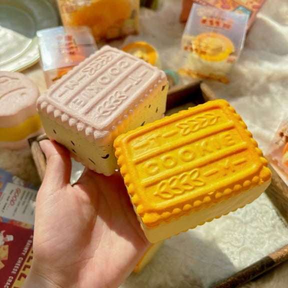 Sandwich Cookie Slow Rising Squishy Toy,Butter Cookie Fidget Toys for Stress Relief & ASMR Sensory, Gift for Kids & Adults