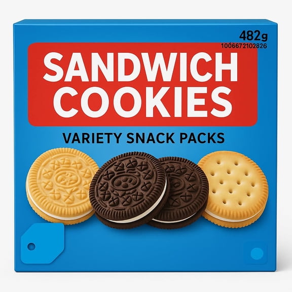 Sandwich Cookies Variety Snack Packs, Assorted Flavors, Bulk Pack 1.06 LB (482g), Ideal for Parties, Lunches, and Snacks 10066721028256