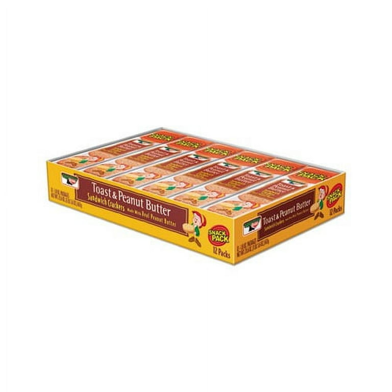 Sandwich Crackers, Toast and Peanut Butter, 8 Cracker Snack Pack, 12/Box Sandwich Crackers, Toast and Peanut Butter, 8 Cracker Snack Pack, 12/Box