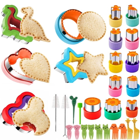Sandwich Cutter and Sealer 30PCS for Kids Lunch, Bread Decruster Sandwich Maker , DIY Fruit Cookie Cutter