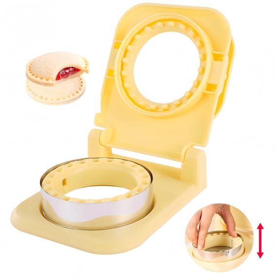 Sandwich Cutter and Sealer for Kids Lunch, Uncrustable Sandwich Cutter with Spring-Loaded Design, Stainless Steel Bread Pocket Press Mould for Toddler Breakfast, School Lunchbox (Beige)