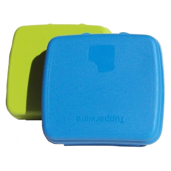 Sandwich Keepers 2-Pack - Reusable Food Containers for Lunch - Lime Green & Blue - Square Sandwich Boxes with Clasp - BPA-Free, Dishwasher Safe
