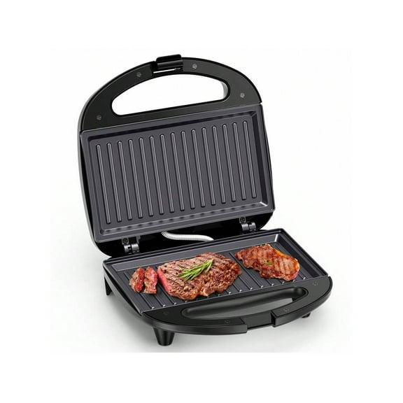 Sandwich Maker 2 Slice Grilled Cheese Toaster with Non-Stick Grill Plates, 750W Electric Panini Press, Hot Sandwich Toaster with Indicator Lights, Black/Silver