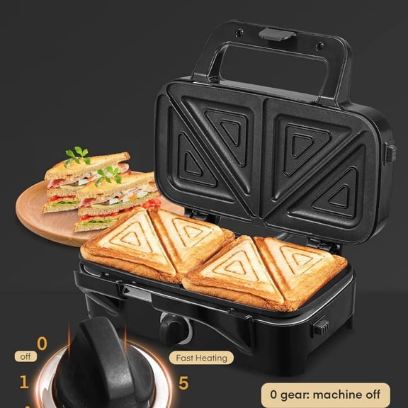 Sandwich Maker 3 In 1 Waffle Maker With Removable Plates,1200W Grilled Cheese Maker, 5-gear Temperature Control, Non-stick Coating Easy to Clean, Indicator Lights, Silver/Black