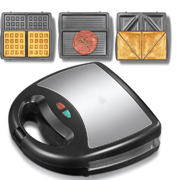 Sandwich Maker, 3 in 1 Waffle Maker, Toaster and Electric Panini Press Grill with Non-stick Coating Plate, Easy to Clean, Heating Up Fast