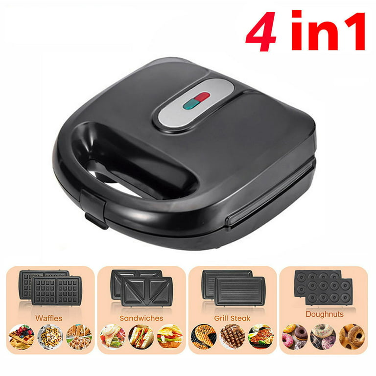 Mini Waffle Maker with Removable Plates, 2 in 1 Cars and Trucks Black