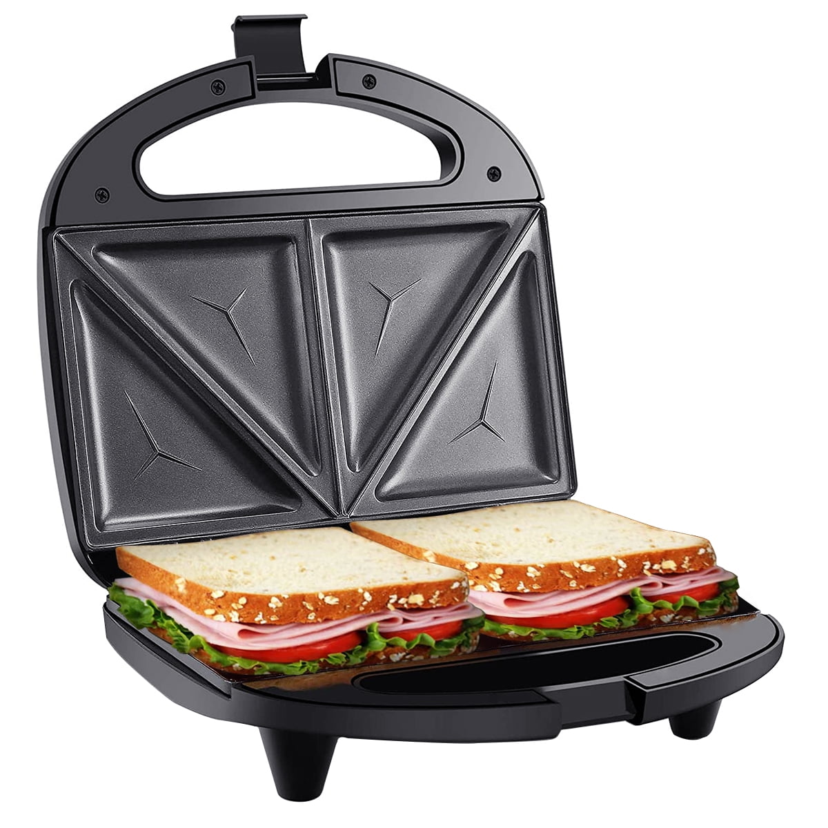 MONXOOK Panini Maker, 750W Sandwiches Maker, Double Sided Non-Stick Plates,  Auto Temp Control, Cold-touch handle, Indicator Lights, for Hot Sandwiches,  Burgers, Chicken, Easy Cleaning 