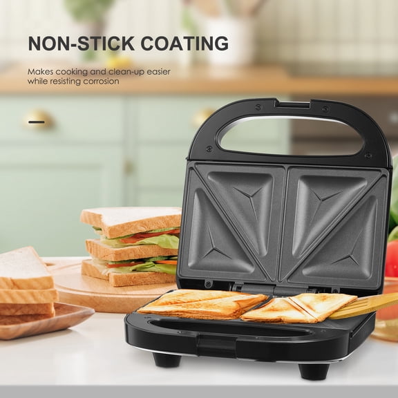 Sandwich Maker And Panini Press, Non-Stick Coating for Easy Cleaning, Quick Heat-Up, Built-in Indicator Lights, Easy to Clean, Black