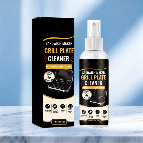 Sandwich Maker and Grill Plate Cleaner Spray 100ml, Powerful Kitchen Appliance Degreaser for Burnt Food Grease and Oil Stain Removal, Fast Acting Foam Formula, Easy Spray and Wipe