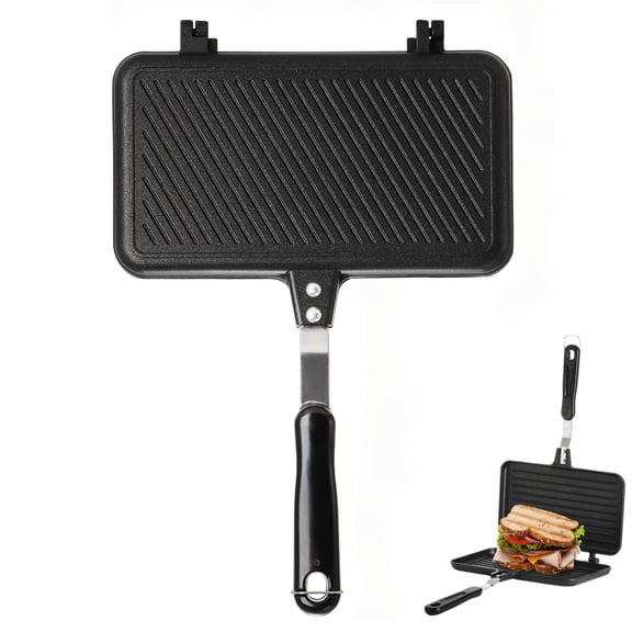 Sandwich Maker  Non-stick Grill Panini Pan With Handle Stovetop Toasted Aluminum Flip Indoor Outdoor Camping Home Kitchen Breakfast