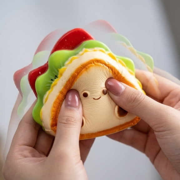 Sandwich Squishy,Thick Toast Layered Burger Sensory Fidget for Stress Relief,Soft Squeeze Water Feel Stress Ball,Quiet Stimming Tool for Adult Home Fun and Daily Relaxation