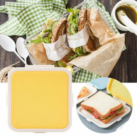 Sandwich Storage Container Bread Keeper Portable Food Holder Leak-Resistant Bento Box for Meal Prep Microwave-Safe Blue,food storage,sandwich container,Yellow,1PC