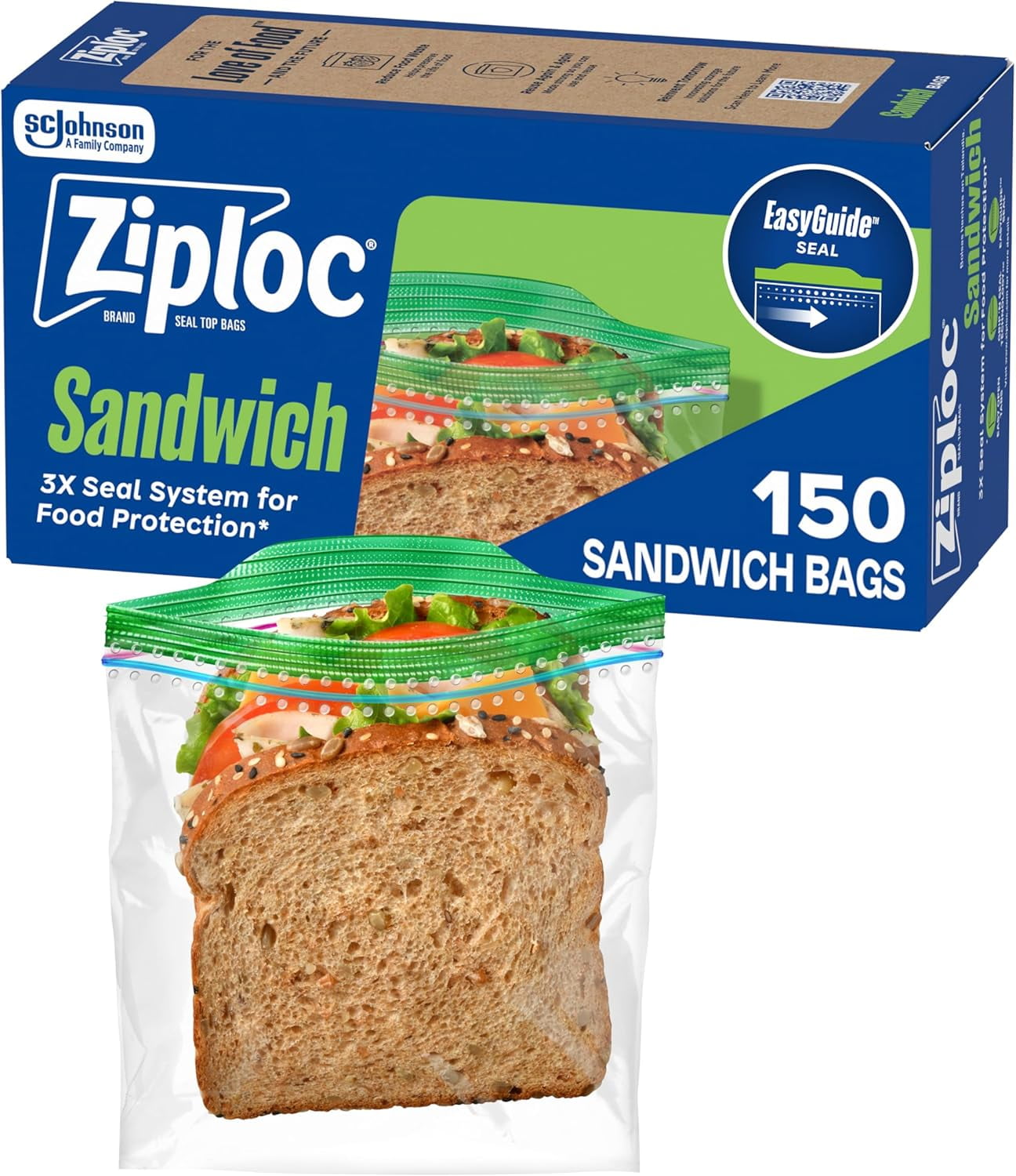 Sandwich and Snack Bags, Easy Open and Close, Plastic Food Storage Bags ...