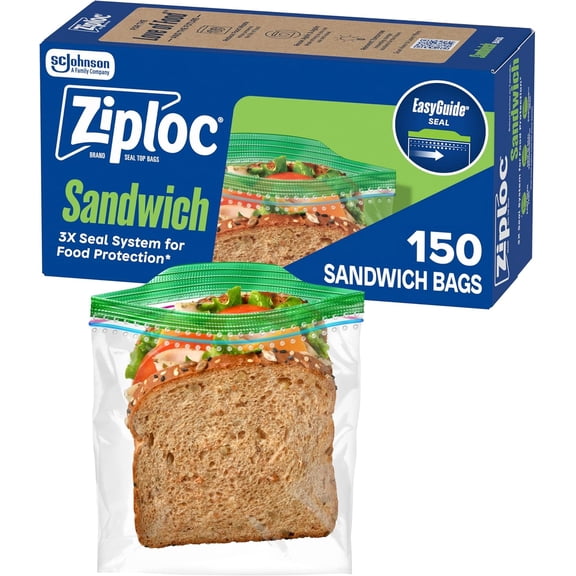 Sandwich and Snack Bags, Easy Open and Close, Plastic Food Storage Bags, 150 Bags Total (Packaging May Vary)
