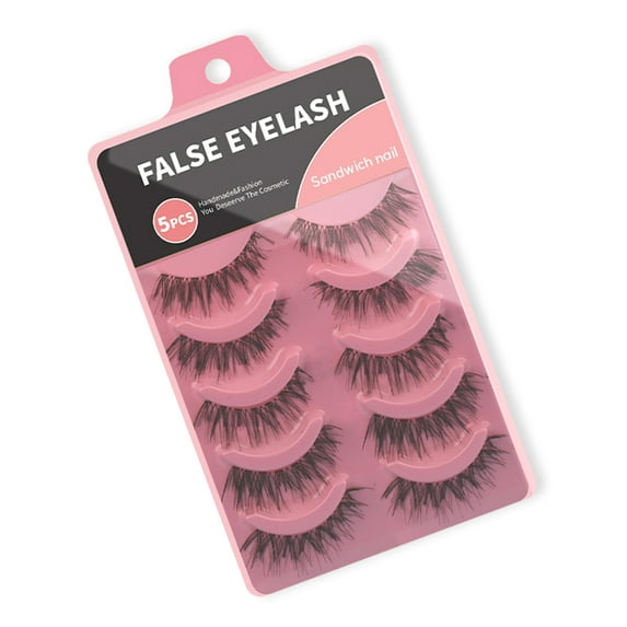 Sandwich nail False eyelashes, Eyelashes Lashes Pack, 5 Pairs 3D Faux Mink Eyelashes with Eyelash Glue Kit