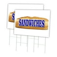 thumbnail image 1 of Sandwiches 2 Pack Of 24" x 36" Yard Sign & Stake | Advertise Your Business | Stake Included Image On Both Sides | Made in The USA, 1 of 3