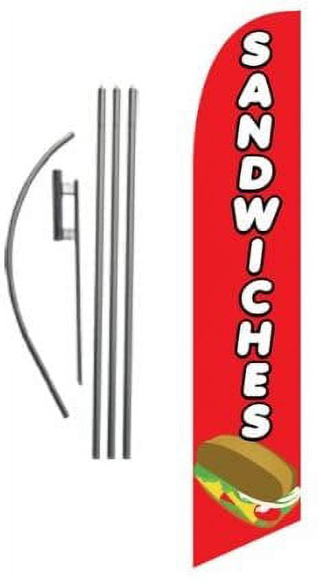 Sandwiches Restaurant Advertising Feather Banner Swooper Flag Sign with Flag Pole Kit and Ground Stake