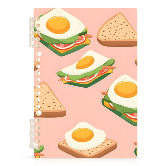 Sandwiches and Egg Spiral Notebooks 60 Sheets 120 Pages A5 Journal Notepad 8.3x5.7 Inch Thick Adjustable College Ruled Paper