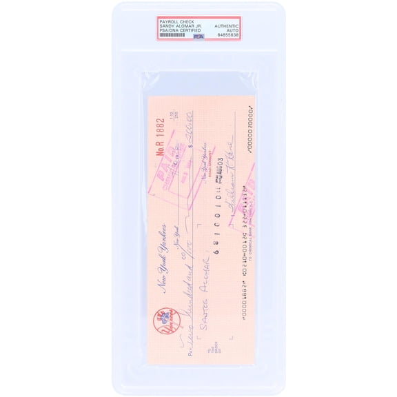 Sandy Alomar Jr. New York Yankees Autographed Check from July 30, 1976 - PSA 84855638 - Fanatics Authentic Certified