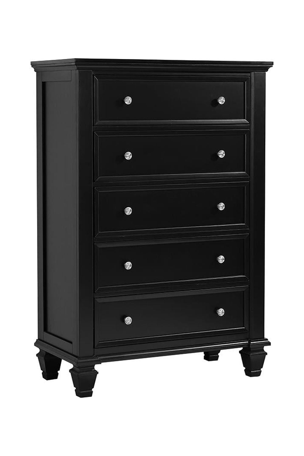Black Transitional 5-Drawer Chest with Felt Lined Drawer