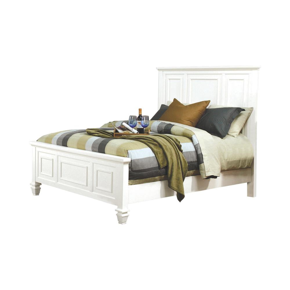 Sandy Beach Coastal Queen Size Bed Frame, High Headboard, Low Footboard ...