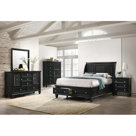 Sandy Beach Queen Storage Sleigh Bed Black