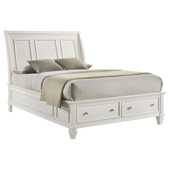 Coaster Sandy Beach Wood Queen Storage Panel Bed, Cream White