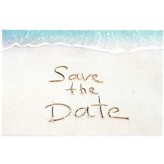 Sandy Beach Save The Date Postcards - 4in. X 6in. - 25 Pack - Wedding Save The Dates, Wedding Stationery, Party Invites