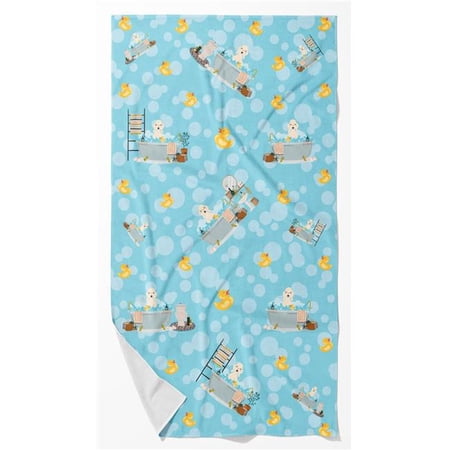Sandy Bedlington Terrier in Bathtub Bath Towel Large 24 in x 42 in