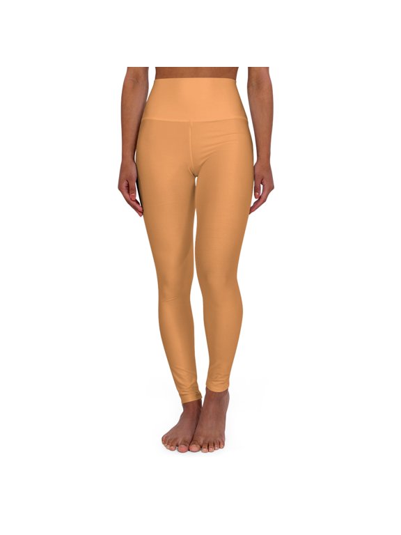 Sandy Beige Color Yoga Leggings High-Waist Women's Seamless Poly-Span Stretchy Pants XS-2XL