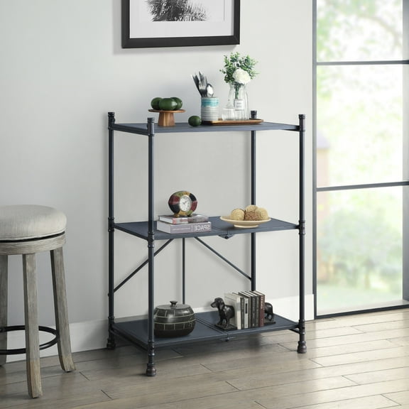 Sandy Black & Dark Bronze Hand-Brushed 3-Tier Console Table