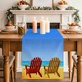 thumbnail image 1 of Sandy Chairs Table Runner, Summer Beach Ocean Blue Sky Cotton Linen Kitchen Table Decoration Washable Dining Tabletop Runners for Home Party Decor 13x90 Inches, 1 of 9
