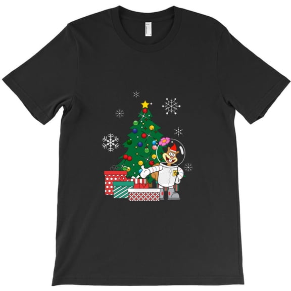 Sandy Cheeks Around The Christmas Tree Funny Holiday Cartoon Graphic T-Shirt G6559, Up to 5XL
