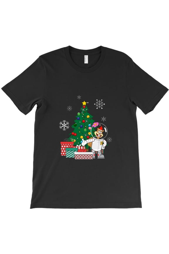 Sandy Cheeks Around The Christmas Tree Funny Holiday Cartoon Graphic T-Shirt G6559, Up to 5XL