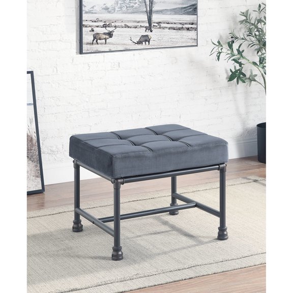 Sandy Gray Finish, Metal Frame - Comfortable Seating in Bedroom