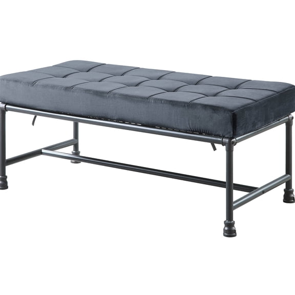 Sandy Grey Bench | Unique Water Pipe - Inspired Look in Bedroom | Button - Tufted Velvet and Metal Structure | D20 Density Foam for Durability