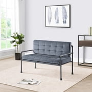 Sandy Grey Velvet Memory Foam Loveseat | Easy - to - Adjust Loose Cushions in Living Area | Industrial Look | Customized Comfort for Users