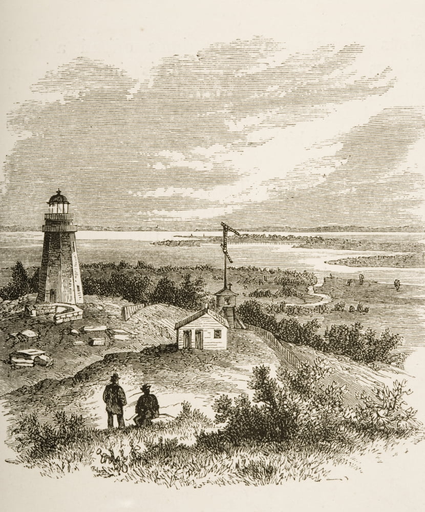 Sandy Hook New Jersey Seen From The Lighthouse In 1870S From American Pictures Drawn With Pen And Pencil By Rev Samuel Manning Circa 1880 Canvas Art - Ken Welsh Design Pics (13 x 16)