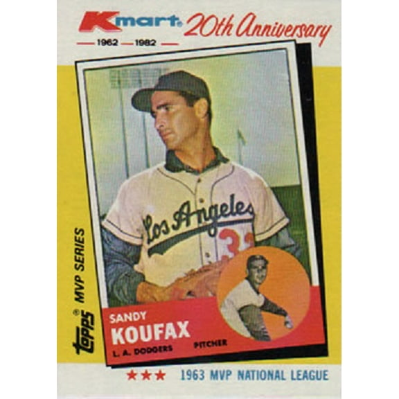 Sandy Koufax 1982 Topps Kmart 20th Anniversary Baseball Card #4 (1963)