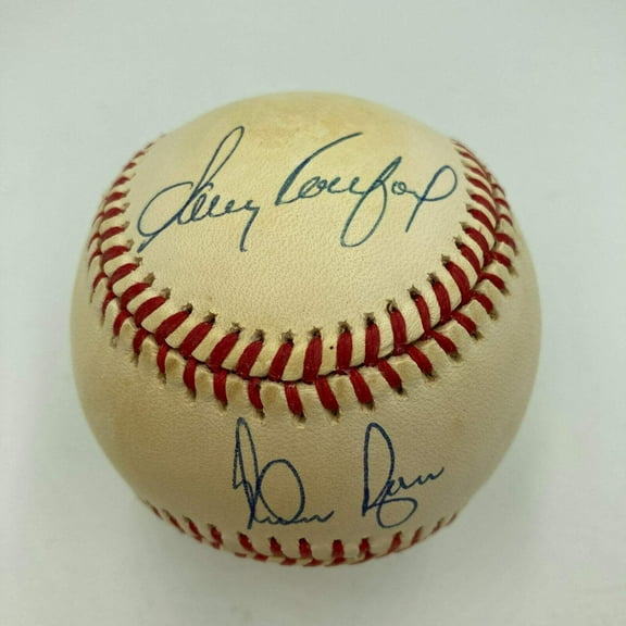 Sandy Koufax Nolan Ryan Bob Feller Signed American League Baseball JSA COA