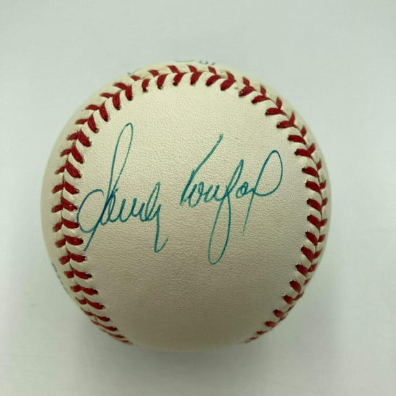 Sandy Koufax Nolan Ryan Bob Feller Signed American League Baseball JSA COA