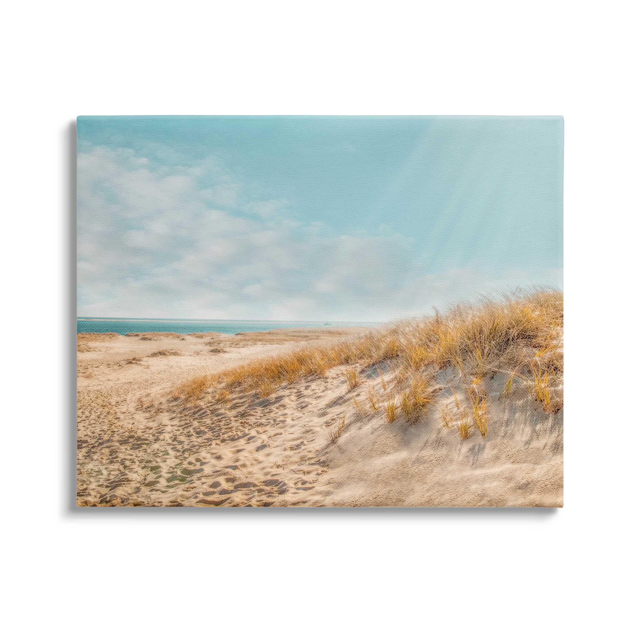 Sandy Ocean Beach Sun Rays Coastal Photograph Gallery Wrapped Canvas Print Wall Art