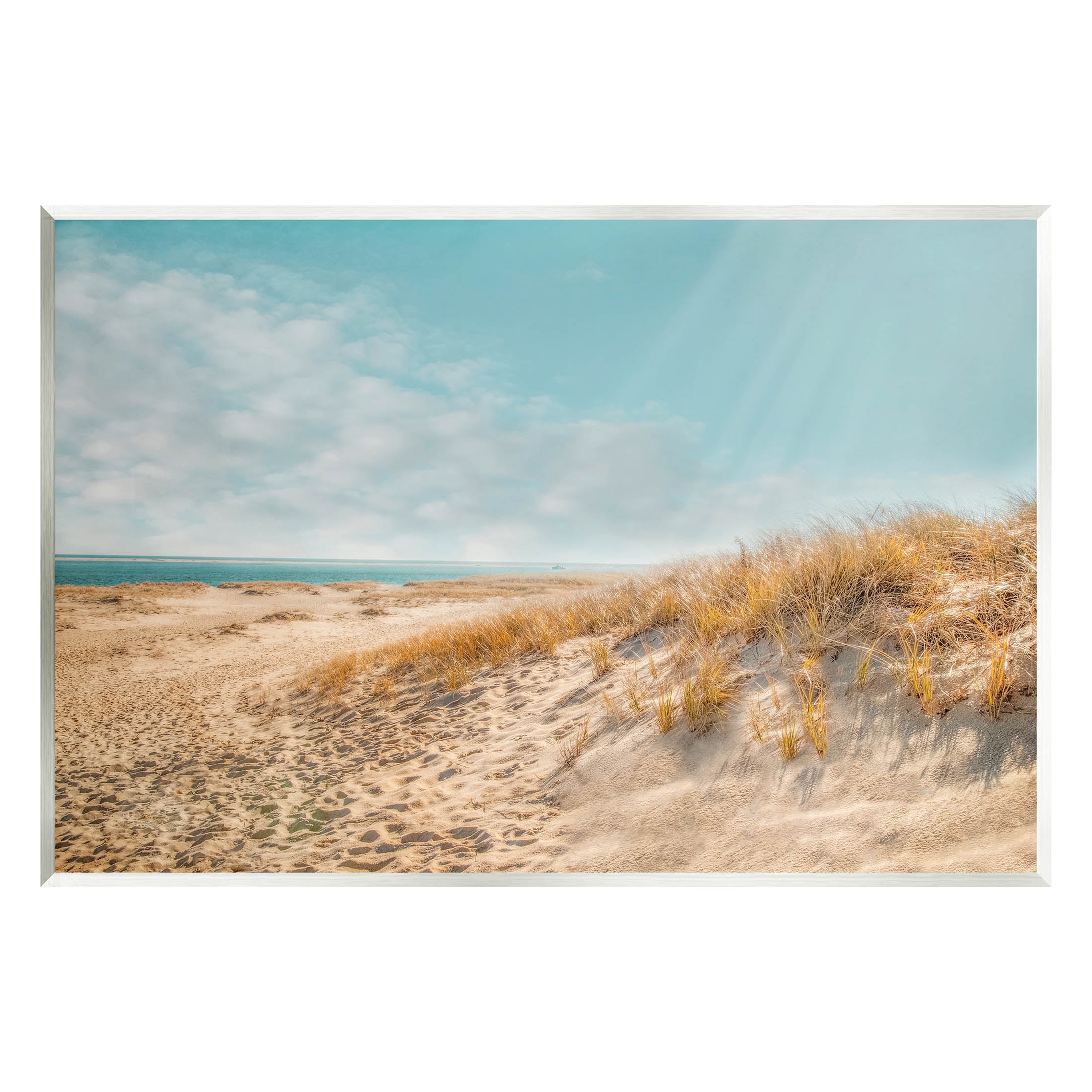 Sandy Ocean Beach Sun Rays Coastal Photograph Unframed Art Print Wall Art