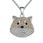 Sandy Shiba Dog Pendant Necklace for Women Sterling Silver Cz Ginger Lyne Collection