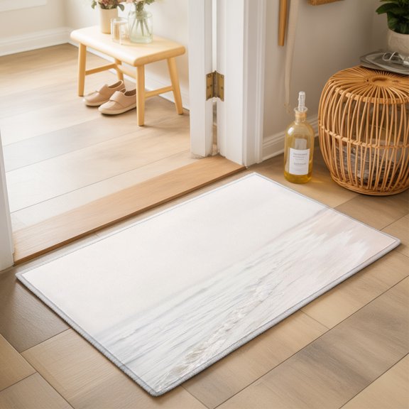 Sandy Shore 2'x3' Small Rugs for Entryway Front Door Kitchen Sink Area, Coastal Modern Beige Ocean Waves Beach Landscape Soft Sturdy Mats Washable Non Slip Rectangle Area Rug