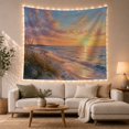 thumbnail image 1 of Sandy Shoreline with Dune Grass and Wildflowers at Sunrise, Serene Boho for Beach Lovers, Coastal Sunset Wall Art, Housewarming Gift, Tapestry Wall Hanging for Bedroom and Living Room, 1 of 6