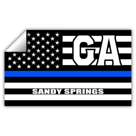 Sandy Springs GA Georgia Fulton County Thin Blue Line Stealthy USA Flag - Honoring Law Enforcement Officers Flags - Blue Lives Matter Euro Decal Bumper Sticker 3M Vinyl 3" x 5"