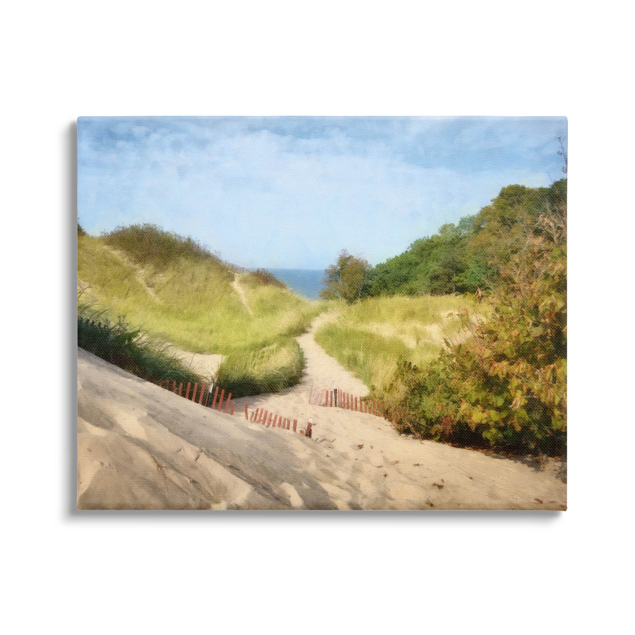 Sandy Summer Beach Path Landscape Graphic Art Gallery Wrapped Canvas Print Wall Art