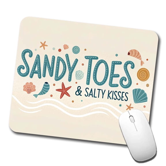 Sandy Toes Salty Kisses Ocean Beach Shells Mouse Pad Low Profile Gaming Mat